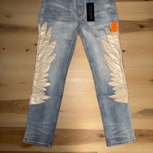 Men's Serenede Jeans with Cream Wing Design
